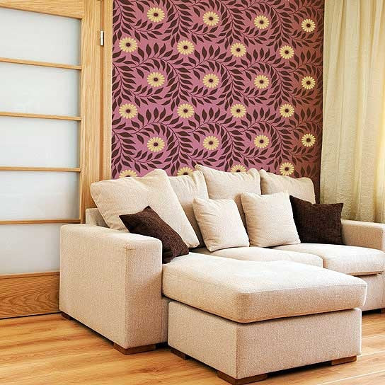 Decorate your Home with Colorful Indian Floral Wall Stencils for Swirl Flower Designs - Royal Design Studio