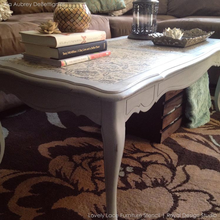 DIY Project Idea using Pattern and Paint - Lovely Lace Furniture Stencils - Royal Design Studio