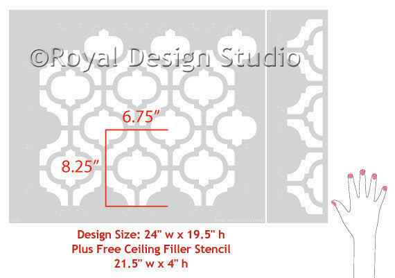Decorate your home decor with stenciled walls with moroccan stencil patterns - Casbah Trellis Moroccan Wall Stencils - Royal Design Studio