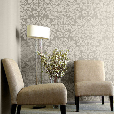 Fabric Damask Wall Stencil - Large Damask Wallpaper Stencil