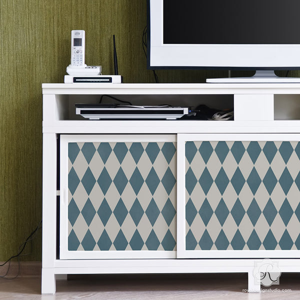 Classic or Retro or Modern Harlequin Painted Furniture Stencil