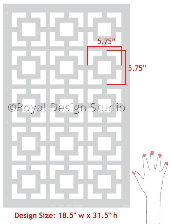 Modern and Retro Wall Decor - Geometric Wall Designs - Hollywood Squares Wall Stencils - Royal Design Studio