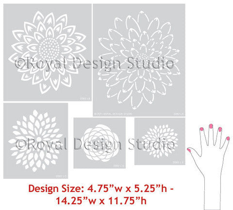 Japanese Flower Garden B Wall Stencils designs