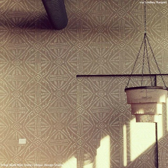 Neutral and African Decorating Made Easy and DIY - Tribal Batik Allover Wallpaper Wall Stencils - Royal Design Studio