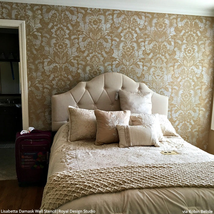 Large Floral Damask Wall Stencils - DIY Wallpaper Look