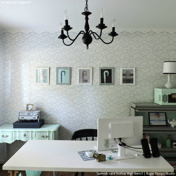 Spanish Lace Scallop Wall Stencil