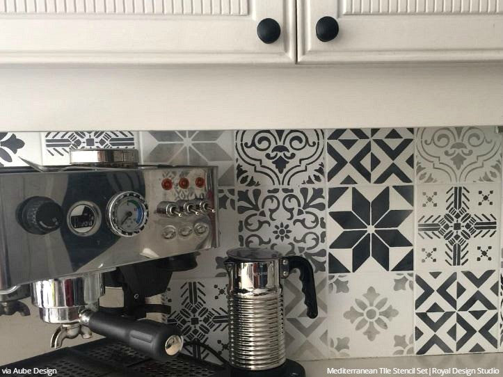 Chalk Paint Painted Kitchen Backsplash Tile Stencils - Royal Design Studio