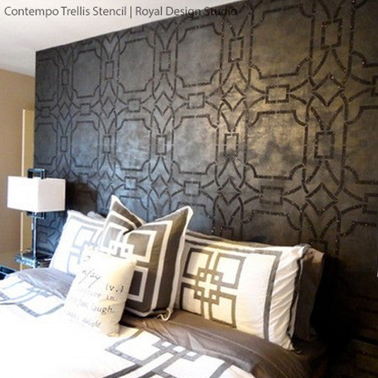 Elegant and Modern Wall Decor - DIY Wallpaper Wall Stencils Contempo Trellis - Royal Design Studio