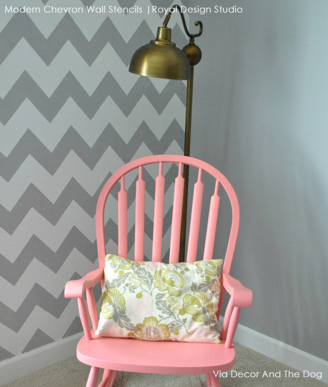 Modern and Classic Patterns for Painting Walls - Chevron Wall Stencils - Royal Design Studio