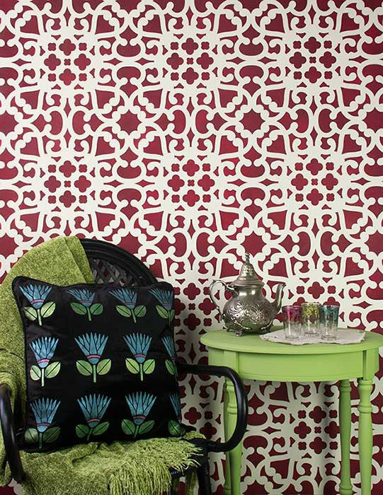 Modern Moroccan Lace Wall Stencils for Painting Accents Walls - Royal Design Studio
