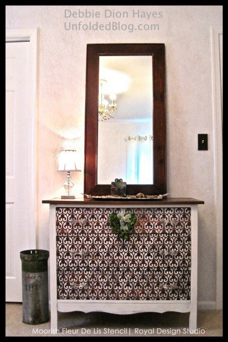 Moorish Fleur De Lis Allover Furniture Stencil by Royal Design Studio