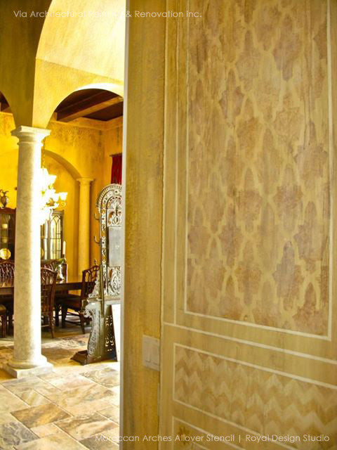 Moroccan Arches Allover Wall Stencils for DIY Exotic Wall Decor and Painted Doors - Royal Design Studio
