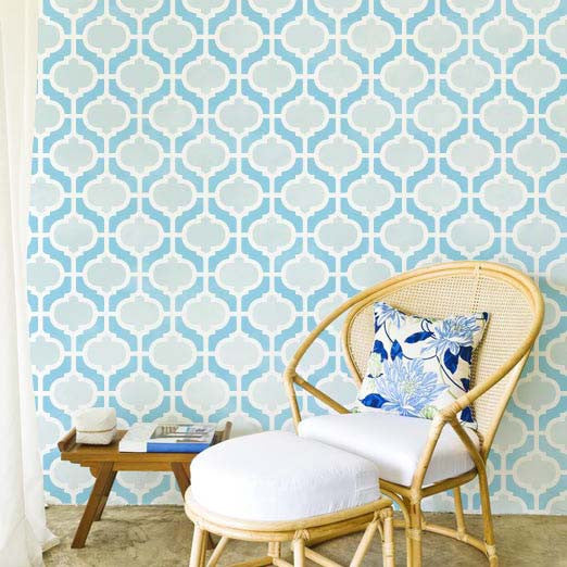 Decorate your home decor with stenciled walls with moroccan stencil patterns - Casbah Trellis Moroccan Wall Stencils - Royal Design Studio
