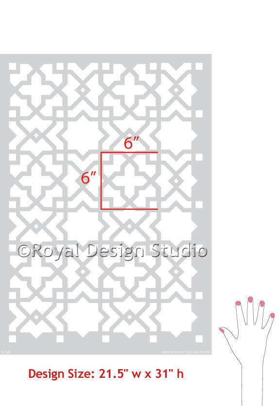 Tangier Lattice Wall Stencil - Royal Design Studio Exotic Moroccan Wall Stencils