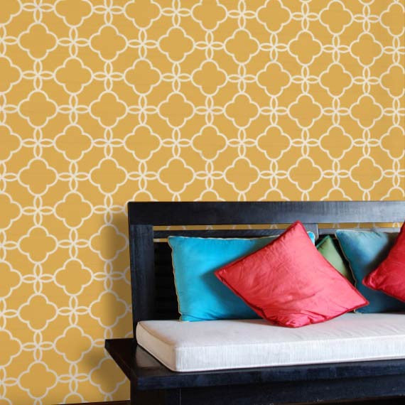 Colorful and Patterned Home Decor Ideas using Eastern Lattice Moroccan Stencils - Wall Stencils by Royal Design Studio