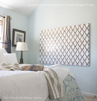 Moroccan Arches Stencils by Royal Design Studio for Painted DIY Canvas Wall Art in Bedroom