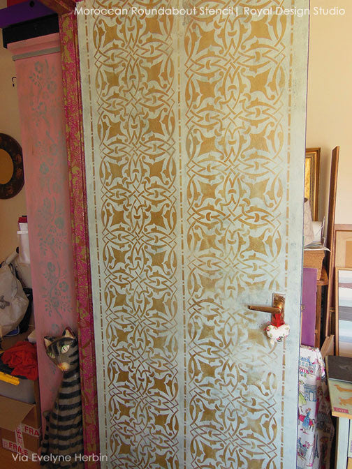 Exotic Painted Doors with Moroccan Border Stencils - Royal Design Studio