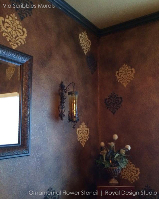 Decorative and Ornamental Flower Wall Stencils for Painting Classic Designs - Royal Design Studio