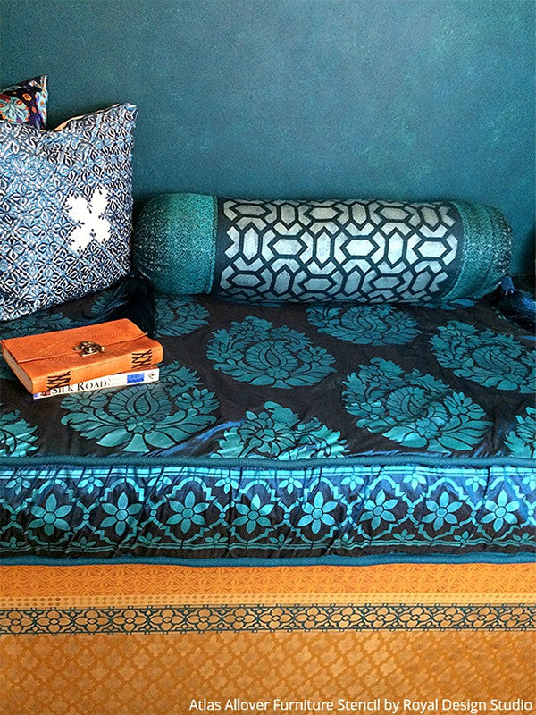 Boho Chic Fabric Decor Indian Moroccan Design Furniture Stencils - Royal Design Sudio