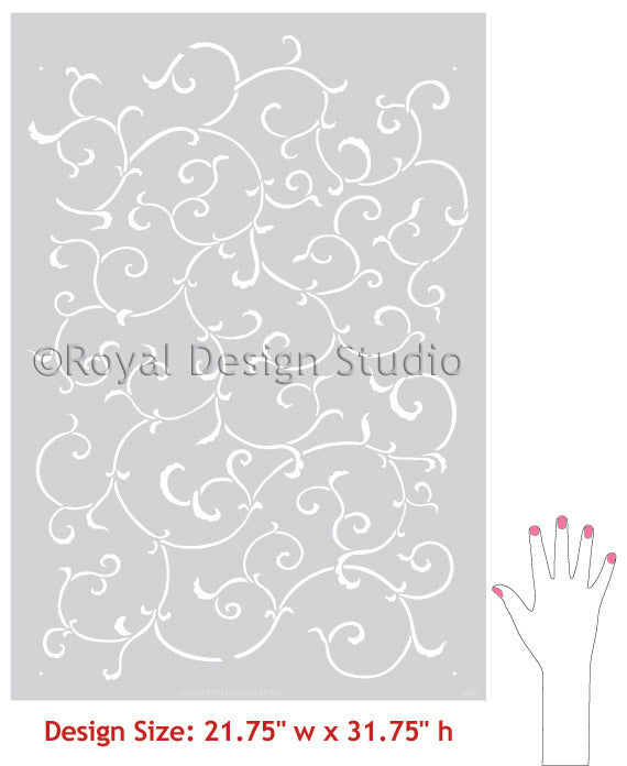 Oriental and Asian Designs - Allover Vine Wall Stencil Patterns - Royal Design Studio