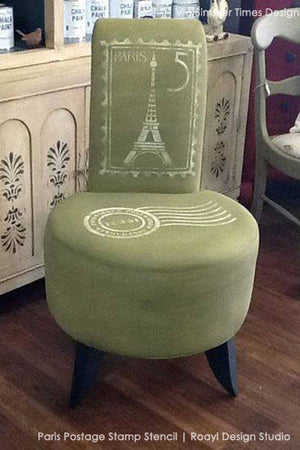 French Design Paris Postage Stamp Wall Art Stencil - Royal Design Studio