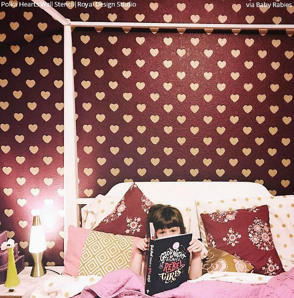 Polka Heart Wall Stencil