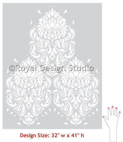 Classic and Elegant Florentine Damask Stencil Patterns for Painting Wallpaper Looks on Walls - Royal Design Studio