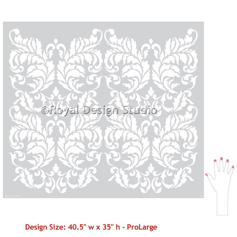 Acanthus Damask Wall Stencil - Royal Design Studio Stencils