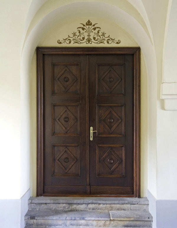 Renaissance Door Crown Classic Panel Stencil