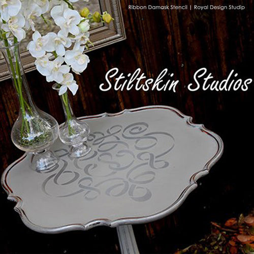 Wall Stencil | Small Ribbon Damask Stencil