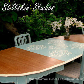 Wall Stencil | Small Ribbon Damask Stencil