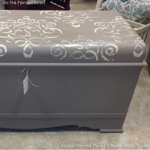 Wall Stencil | Small Ribbon Damask Stencil