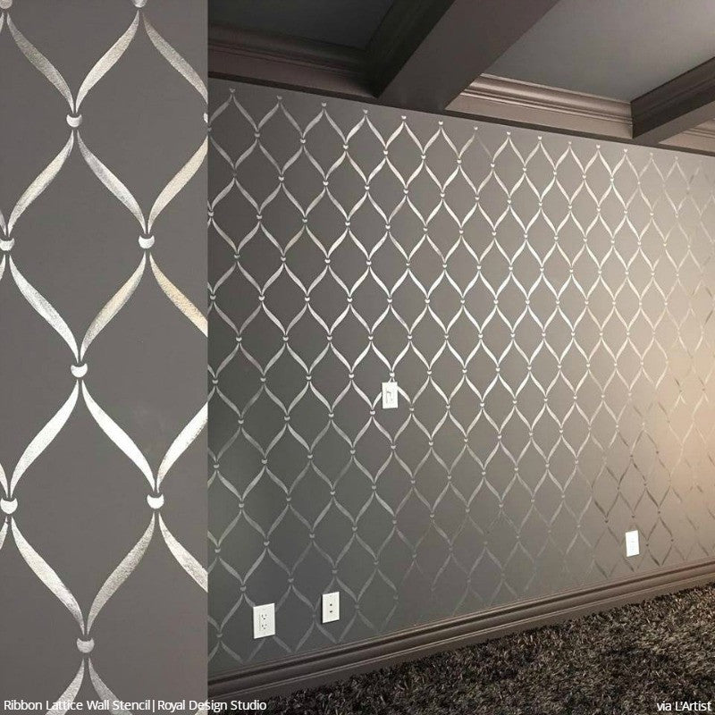 Ribbon Lattice Wall Stencil