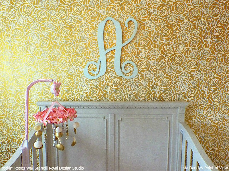 Rockin' Roses Damask Wall Stencil