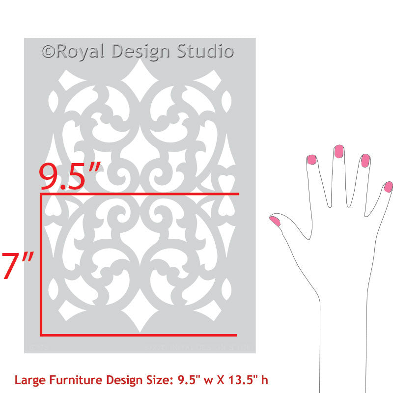 Paint Trellis Patterns on Dressers, Tables, and Cabinet Doors with Mansion House Grille Trellis Furniture Stencils - Royal Design Studio