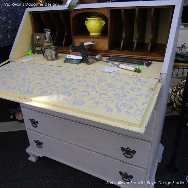 Vine and Leaves Scroll Allover Painted Furniture Stencils - Royal Design Studio and Chalk Paint Ideas