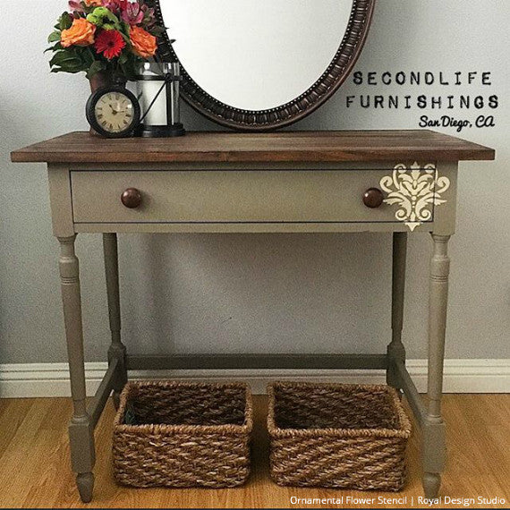 Ornamental Flower Wall Stencil