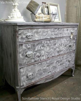 Vine and Leaves Scroll Allover Painted Furniture Stencils - Royal Design Studio and Chalk Paint Ideas