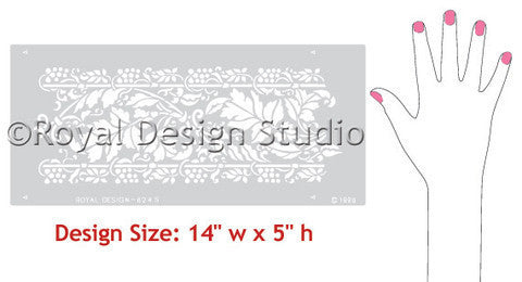 Leaves Brocade Border Stencil in Bathroom Makeover - Royal Design Studio Wall Stencils