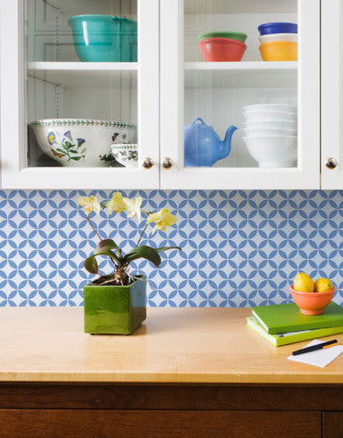 Painted Kitchen Backsplash with Stencils - Royal Design Studio Endless Moorish Circles Moroccan Stencils 