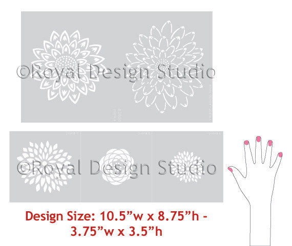 Japanese Flower Garden B Wall Stencil pattern