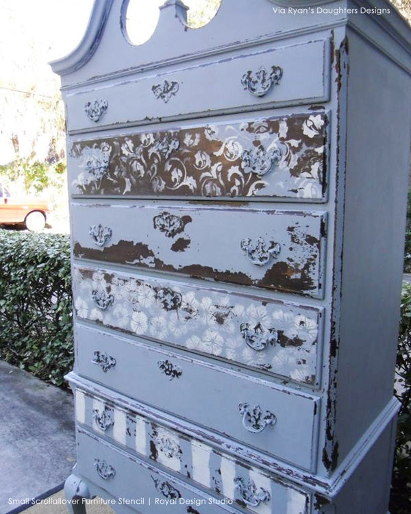 Vine and Leaves Scroll Allover Painted Furniture Stencils - Royal Design Studio and Chalk Paint Ideas