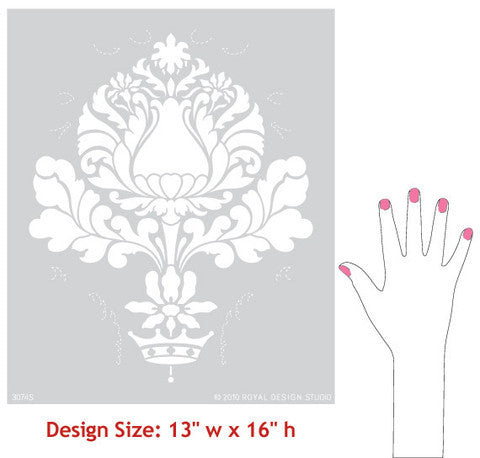 Italian Design and Victorian Home Decor - Corsini Damask Wall Painting Stencils for DIY Custom Wallpaper Look - Royal Design Studio