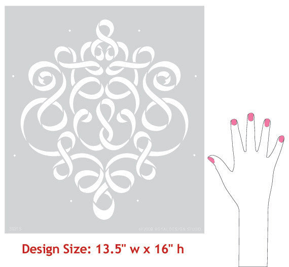 Allover Damask Ribbon Furniture Stencils for Painting Furniture with Chalk Paint - Royal Design Studio