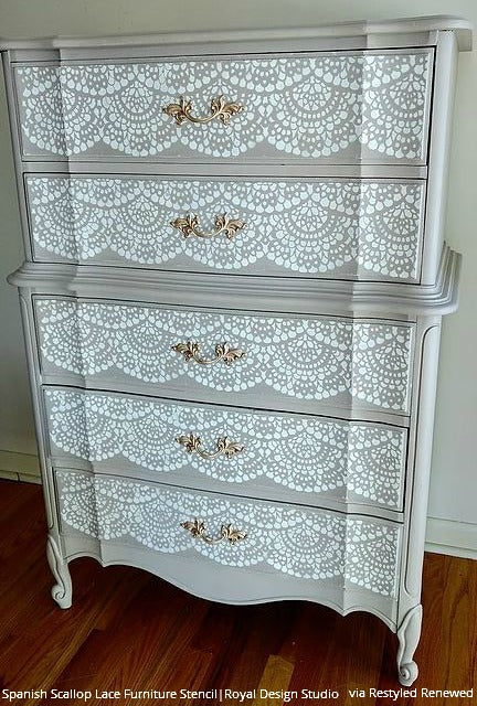 Spanish Lace Scallop Furniture Stencil