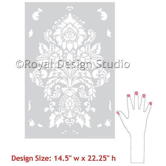 Large Damask Wallpaper Wall Stencils - Classic European Wall Decor Paint Stencils - Royal Design Studio Antoinette Damask Wall Stencils