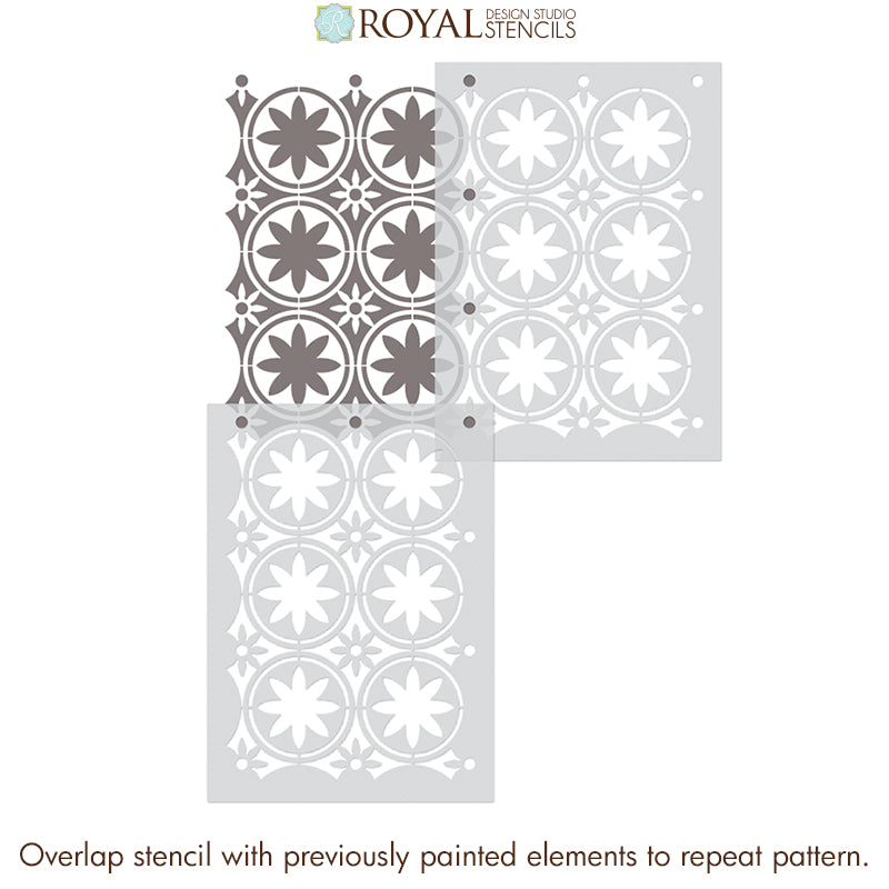 Maison Floral Tile Allover Stencil