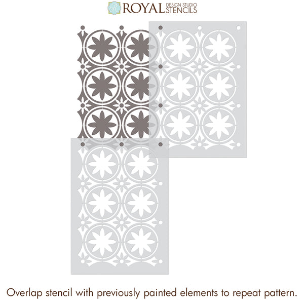 Maison Floral Tile Allover Stencil