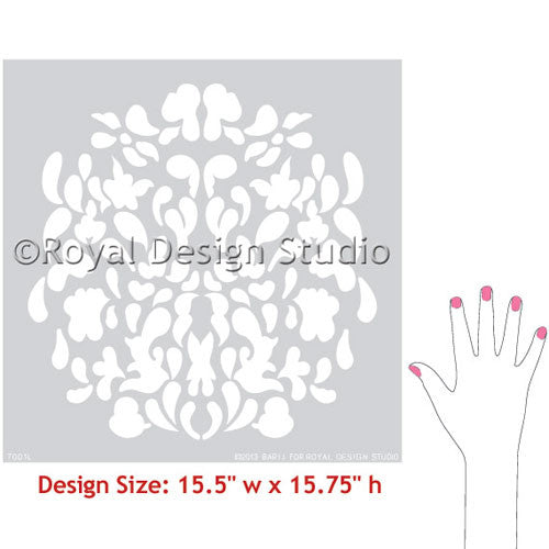 Floral Stamp Wallpaper Wall Art Stencils for DIY Wall Decor