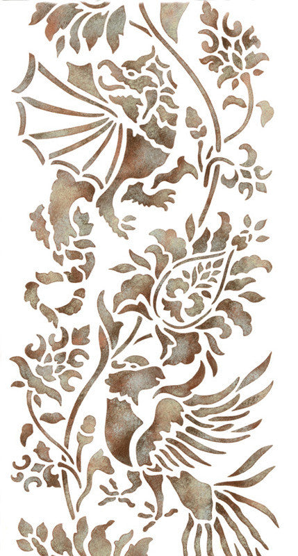 Small Oriental Brocade Wall Stencils patterns